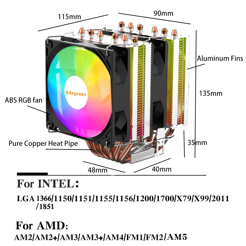 Air-cooled CPU Cooler 90mm RGB - Air Cooler Cpu recension och pris
